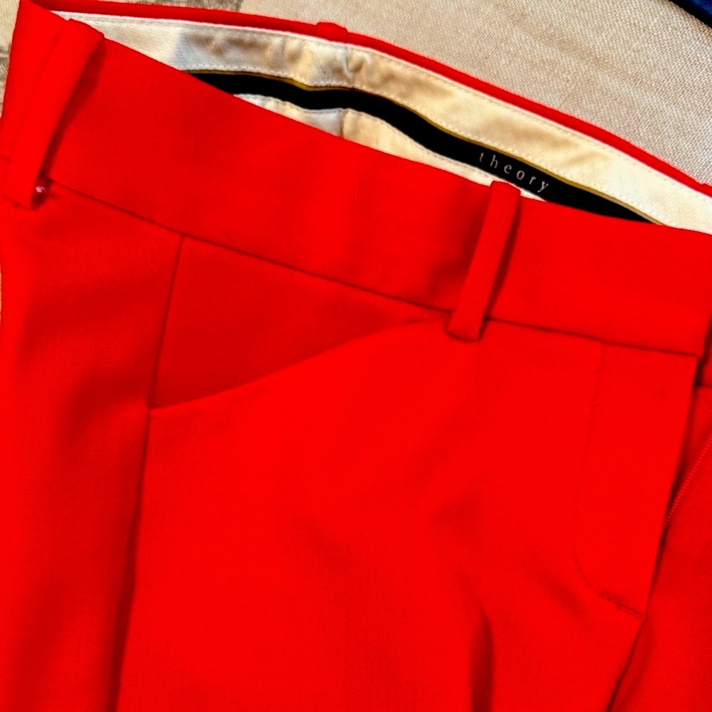 Theory Vibrant Red Trousers - Picture 6 of 8